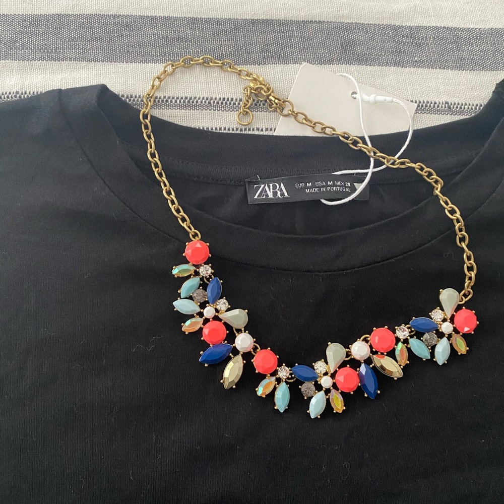 NWT Zara Black Tee / Pleated Back